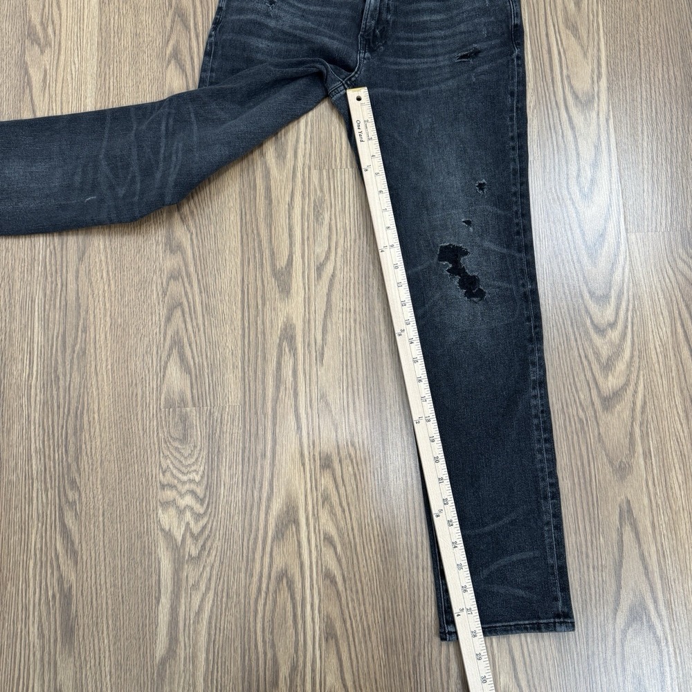 American Eagle Jeans Mens 30x30 Black Slim Low Rise Distressed Ripped Dark Denim - Picture 15 of 16